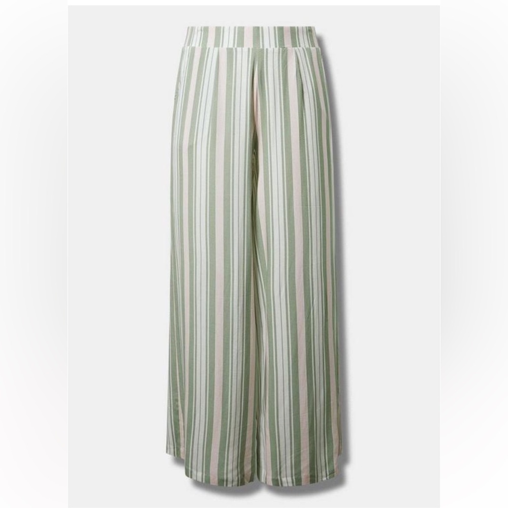 Torrid Green Pink and White Wide Leg Pants with Elegant Pleats